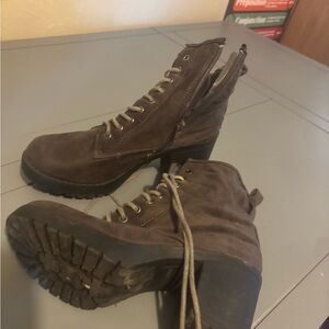 Brown Lace-Up Ankle Boots